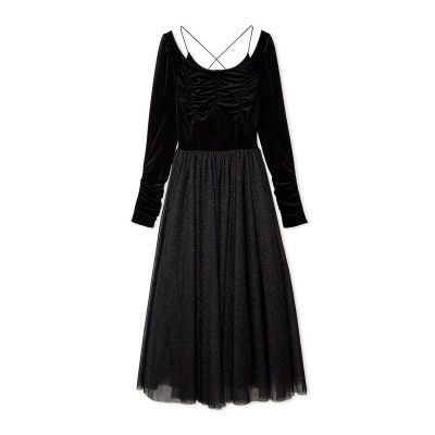 ベロア×チュールワンピース