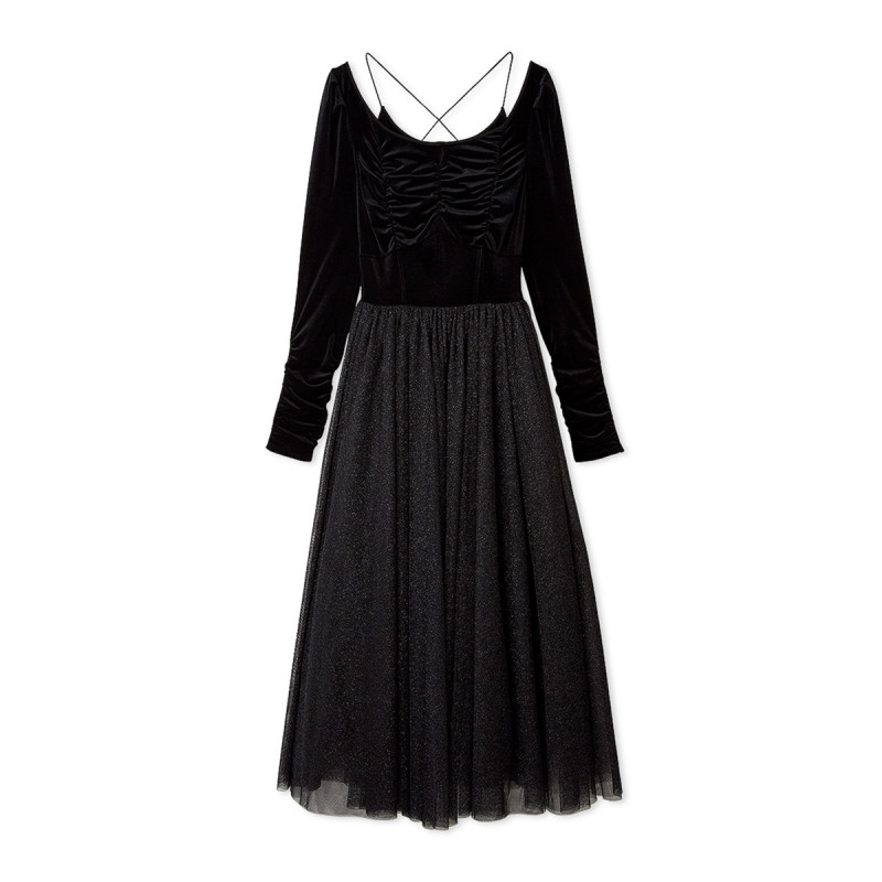 ベロア×チュールワンピース