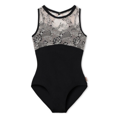 【Nela ライン】ジュニア レオタード(ブラック-130)
