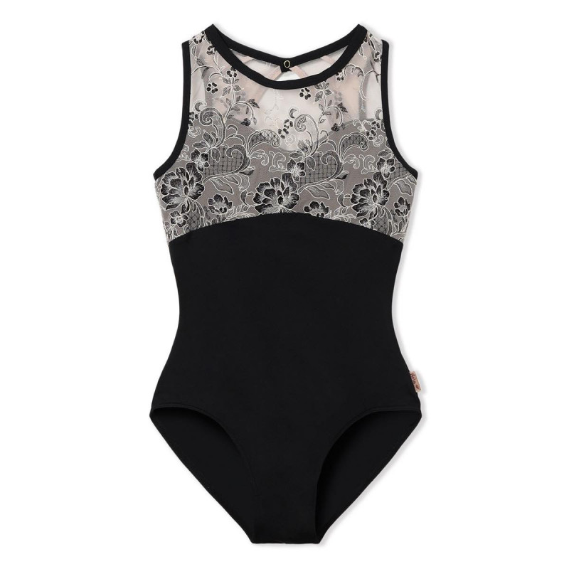 【Nela ライン】ジュニア レオタード(ブラック-130)