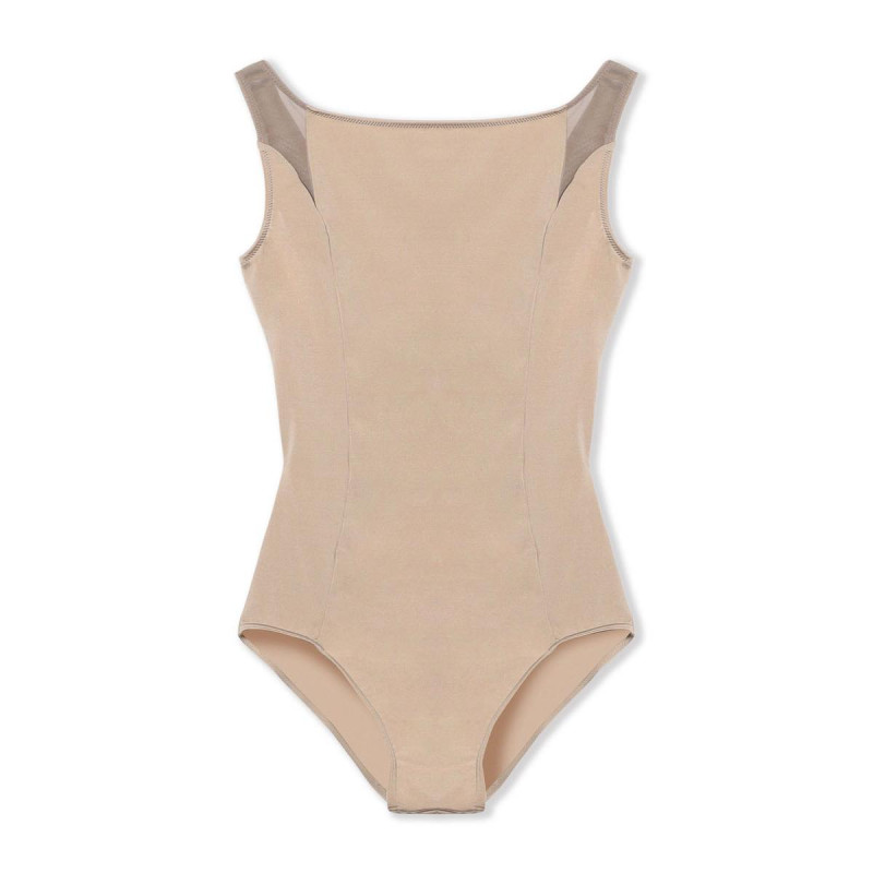 【Nela ライン】ノースリーブレオタード(ベージュ-S)