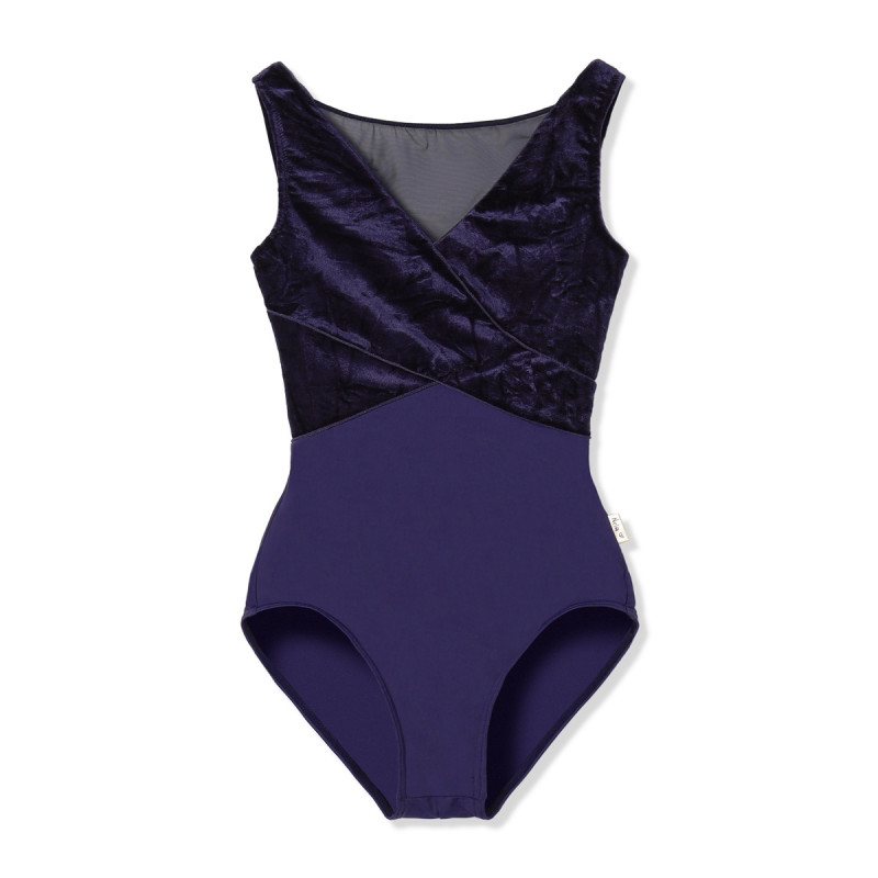 【Nela ライン】ノースリーブレオタード(ネイビー-S)