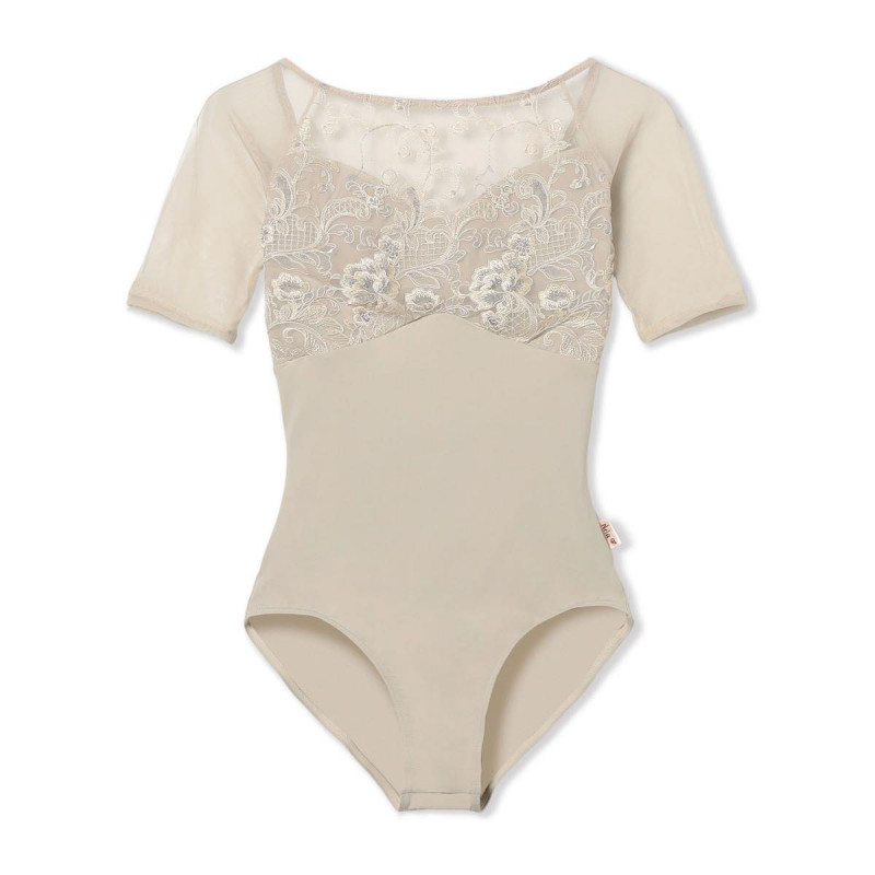 【Nela ライン】ハーフスリーブレオタード(エバーグリーン-S)