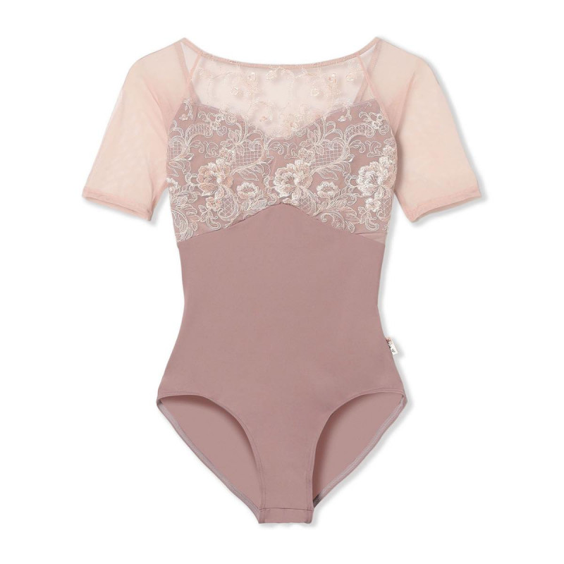 【Nela ライン】ハーフスリーブレオタード(ヨーロピアンピンク-S)