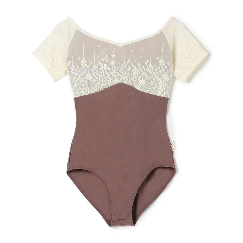 【Nela ライン】ハーフスリーブレオタード(ココアブラウン-S)