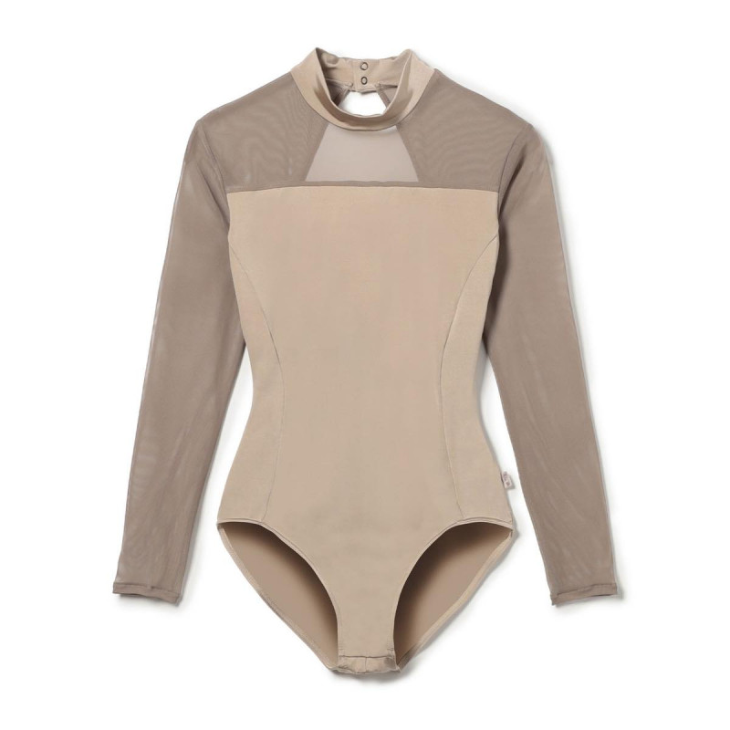 【Nela ライン】ロングスリーブレオタード(ベージュ-S)