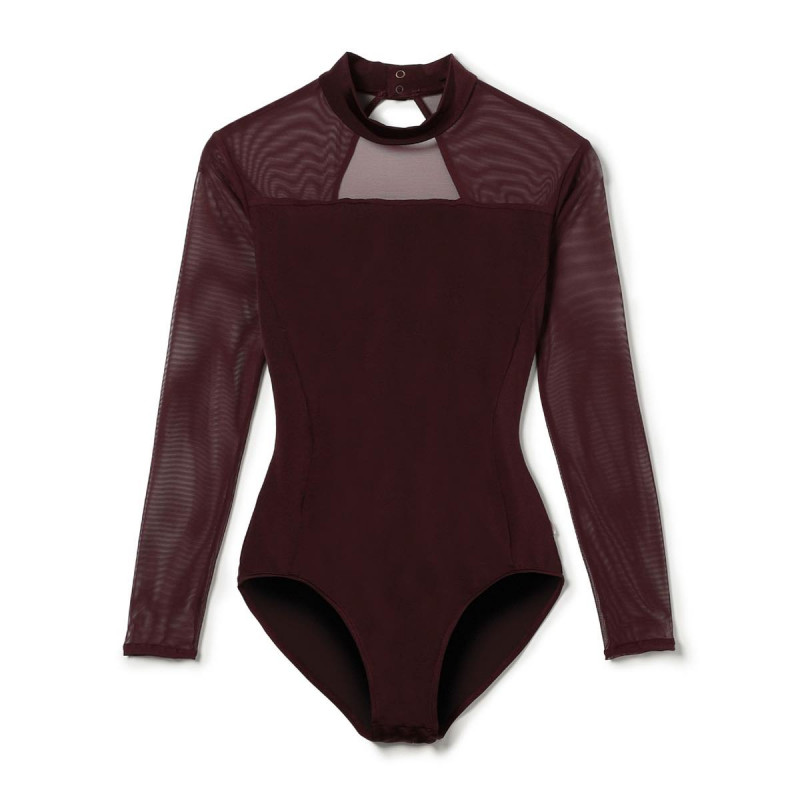 【Nela ライン】ロングスリーブレオタード(マホガニー-S)