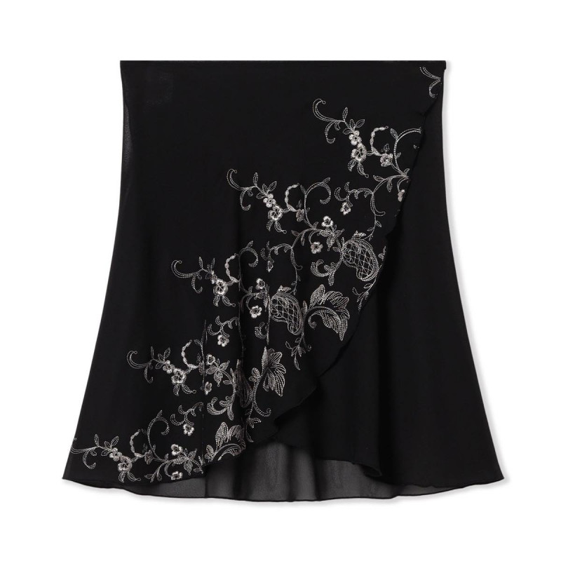 【Nela ライン】巻きスカート(ブラック-M)