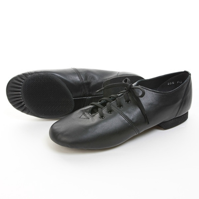 ローカットプリーツジャズシューズ（ラバーソール）22.0～25.0ｃm(ブラック-22.0)