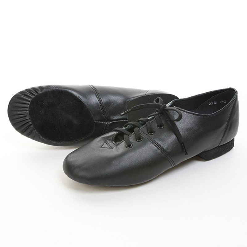 ローカットプリーツジャズシューズ（レザーソール）25.5、26.0ｃm(ブラック-25.5)