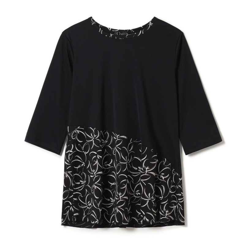 プリントコンビTシャツ(ブラック-M)