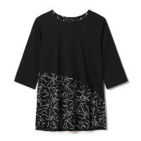 プリントコンビTシャツ(ブラック-M)