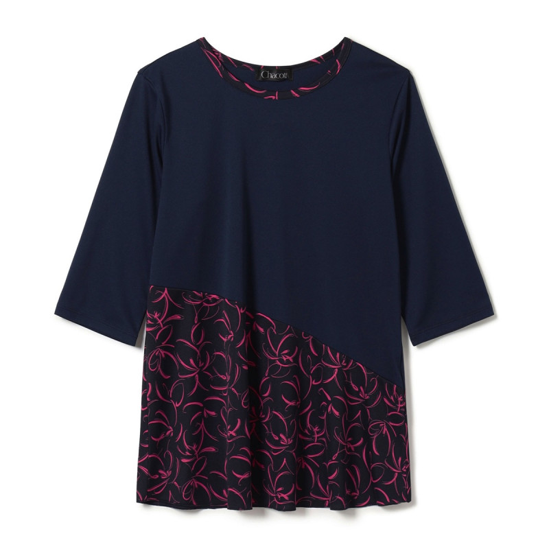 プリントコンビTシャツ(ネイビー-M)