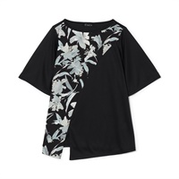 フラワープリントワンピースＴシャツ(ブラック-M)