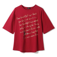 ラメロゴプリントTシャツ(レッド-M)