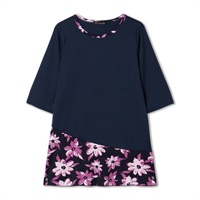プリントコンビワンピースTシャツ(ﾈｲﾋﾞｰ-M)
