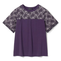 ★レースコンビＴシャツ(ブラックベリー-M)