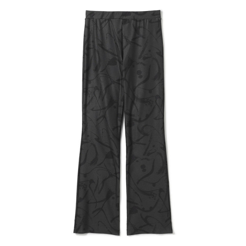 墨絵プリントブーツカットパンツ(ブラックプリント-S)