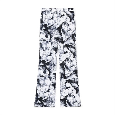 モノクロプリントブーツカットパンツ