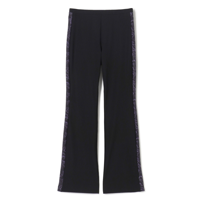ラインプリントブーツカットパンツ(ブラック-S)