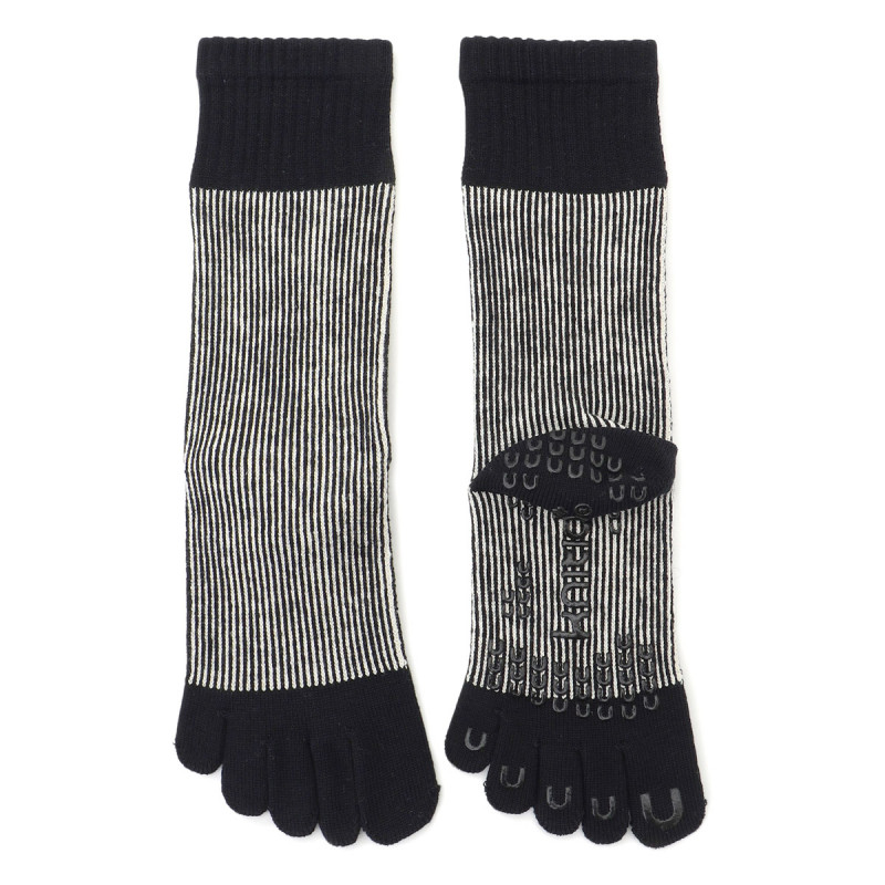 140206 ラメストライプハイクルー(ブラック-23.0〜25.0)