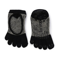 140203 ラメストライプカバー　５本指ソックス(ブラック-23.0〜25.0)