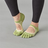 140203 ラメストライプカバー　５本指ソックス(ライムグリーン-23.0〜25.0)