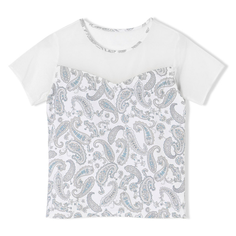 ★ペイズリープリントトップ(ホワイトプリント-M)