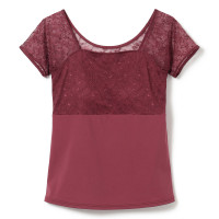 ★レースコンビスクエアネックトップ(プラム-S)