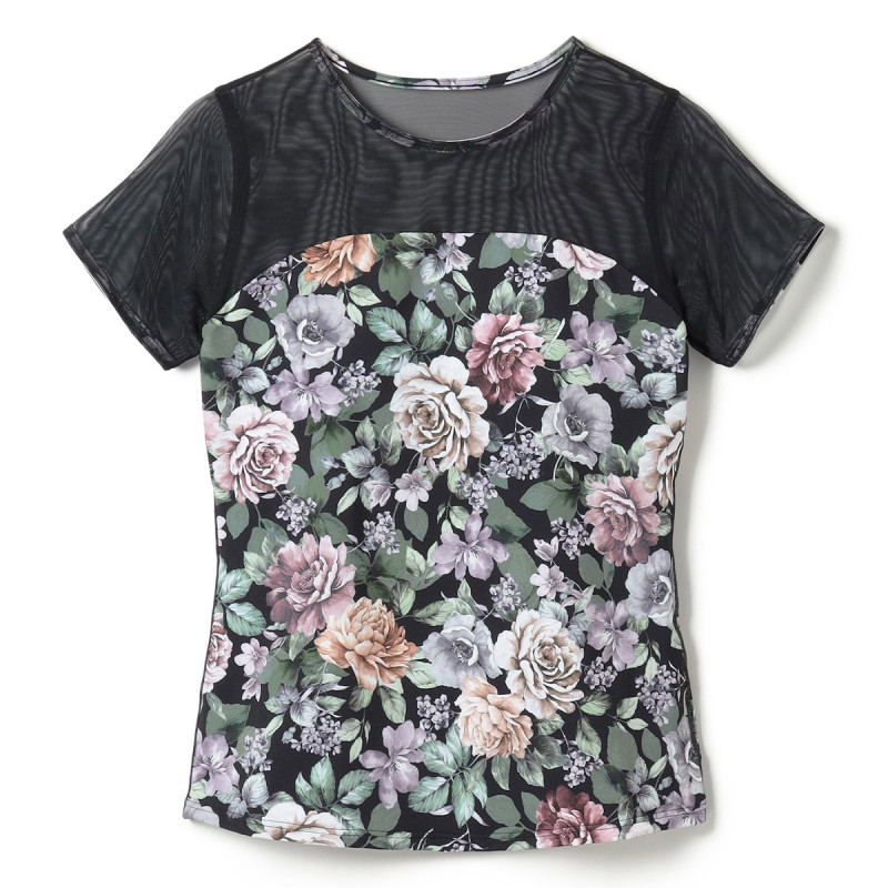 ★ピオニープリントトップ(ブラックプリント-S)