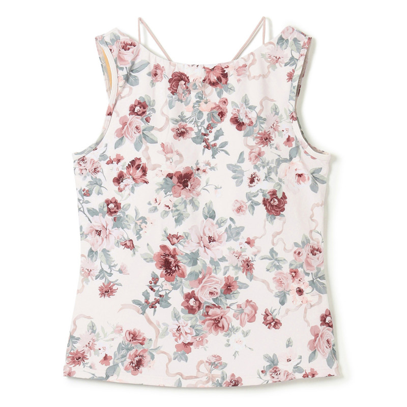 ★ホリデーフラワープリントトップ(ベビーピンクプリント-S)