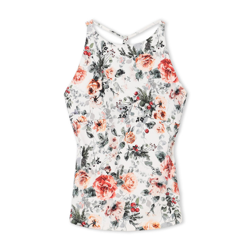 ホリデーローズブラトップ(ホワイトプリント-S)