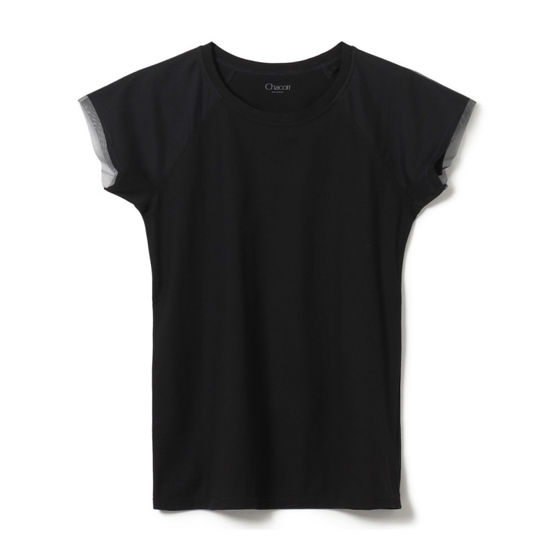 ★チュールコンビＴシャツ(ブラック-M)