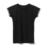 ★チュールコンビＴシャツ(ブラック-M)