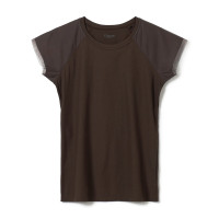 ★チュールコンビＴシャツ(ダークブラウン-M)