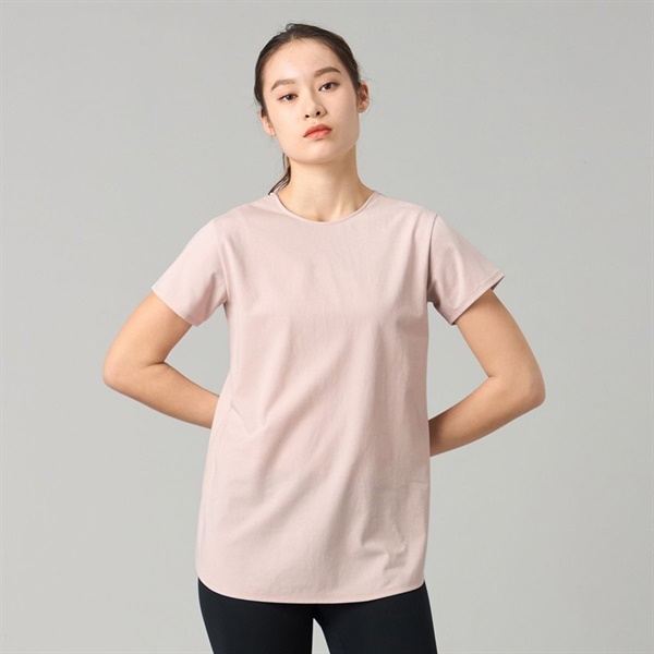 Handsome Cotton バッグディティールTシャツ(グレイッシュローズ-M)