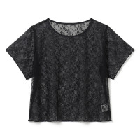 ★レースＴシャツ(ブラック-M)