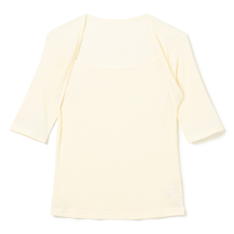 ★アームカバーコンビリブＴシャツ(オフホワイト-M)