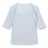 ★アームカバーコンビリブＴシャツ(サックスブルー-M)
