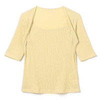★アームカバーコンビリブＴシャツ(レモンクリーム-M)