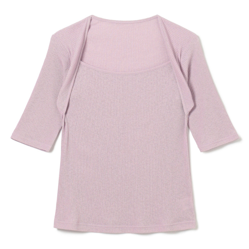 ★アームカバーコンビリブＴシャツ(ライラック-M)