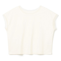 ★チュールコンビクロップドＴシャツ(オフホワイト-M)