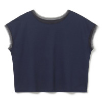 ★チュールコンビクロップドＴシャツ(ネイビー-M)