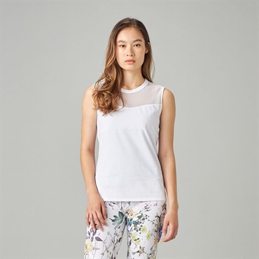 HandsomeCotton チュールノースリーブTシャツ