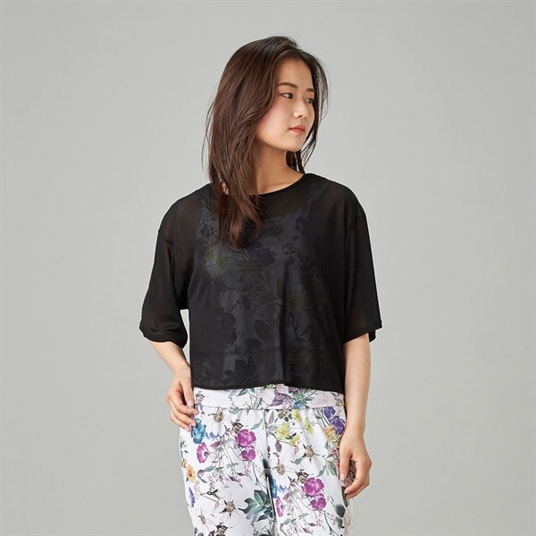 シアーリブバッククロスTシャツ(ブラック-M)