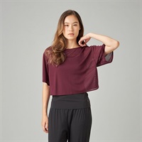 シアーリブバッククロスTシャツ(ワインレッド-M)