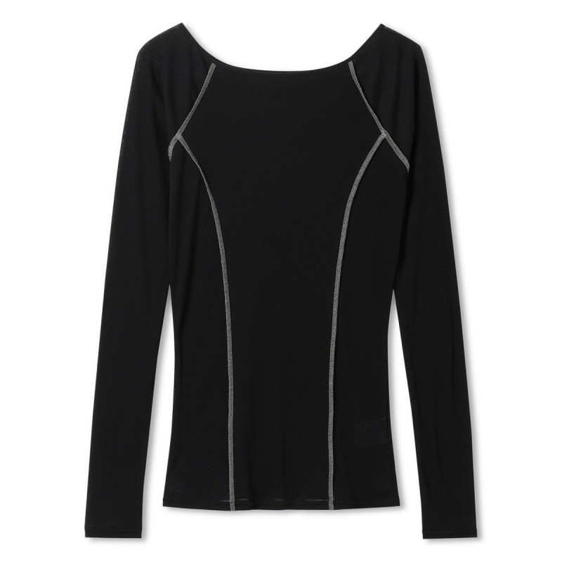 シアーテレコロングスリーブTシャツ(ブラック-M)