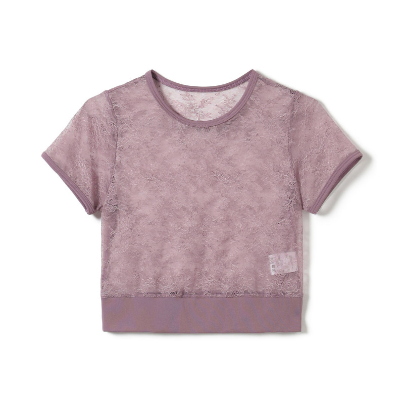 レースTシャツ(グレイッシュライラック-M)