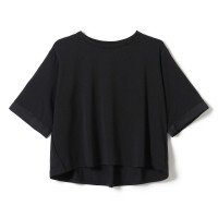 ★サテンアクセントボックスＴシャツ(ブラック-M)