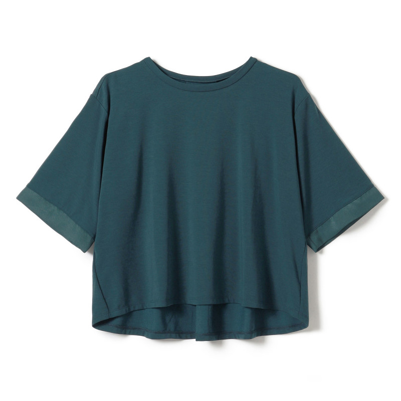 ★サテンアクセントボックスＴシャツ(ボトルグリーン-M)